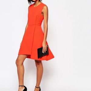 WHISTLES waffle texture dress orange asymetrical S